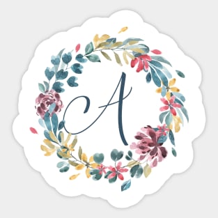 Floral Monogram A Colorful Full  Blooms Sticker